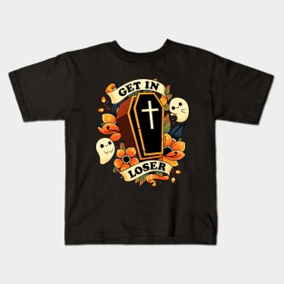 Get In Loser! - Cute Ghost Coffin Kids T-Shirt